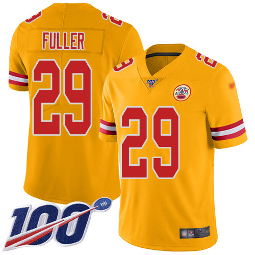 Men Kansas City Chiefs #29 Fuller Kendall Limited Gold Inverted Legend 100th Season Football Nike NFL Jersey->kansas city chiefs->NFL Jersey